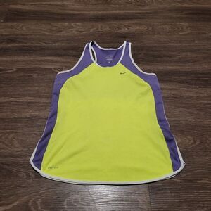 Nike Womens Dri Fit Running Racer Back Tank Top Safety Yellow, Size Medium